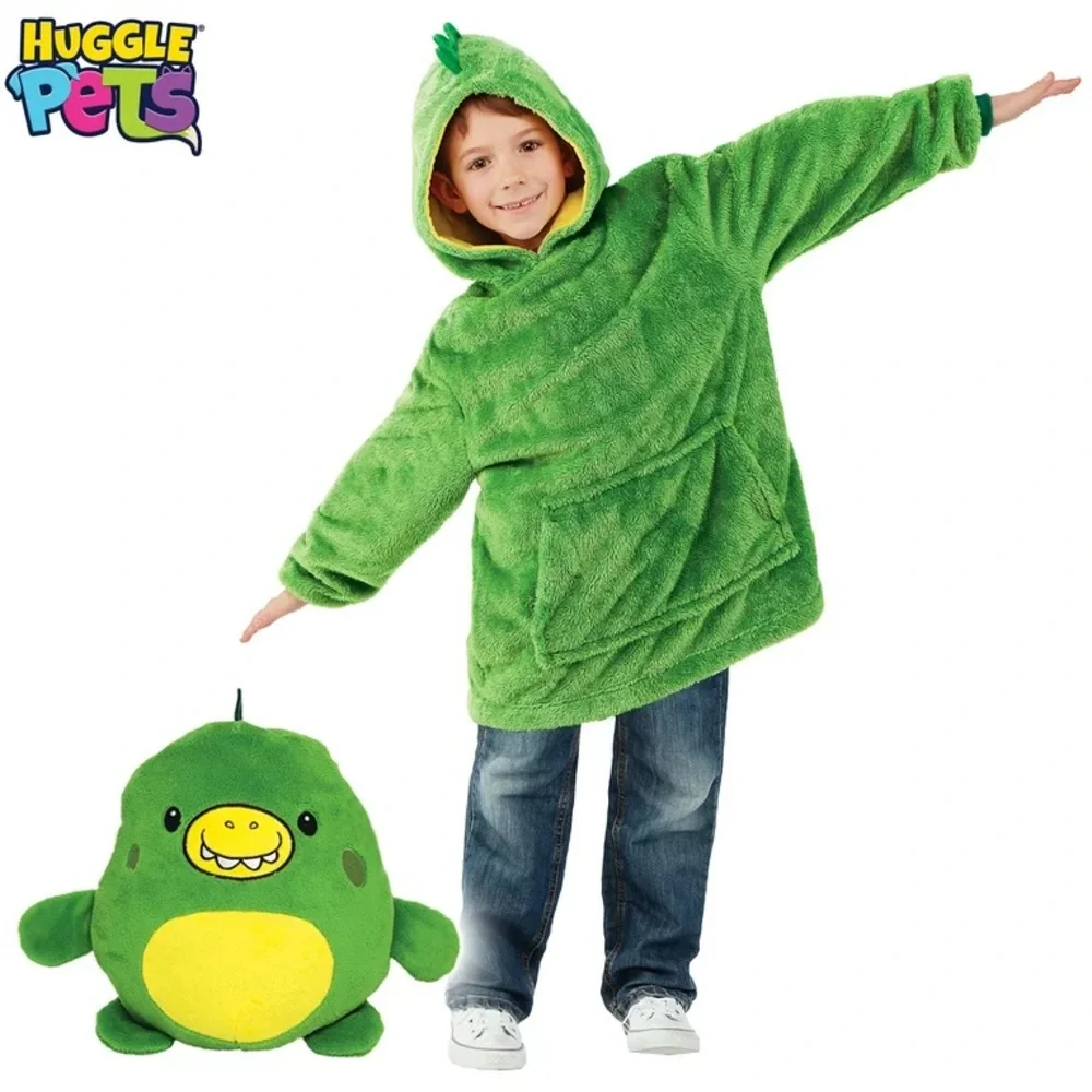 Huggle Pets Green Dinosaur Animal Hoodie Sweatshirt and Plush Toy - Picture 2 of 3